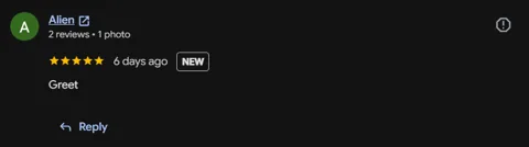 Google review screenshot from Alien, captured 16 October 2026