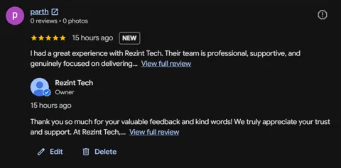 Google review screenshot from parth, captured 16 October 2026